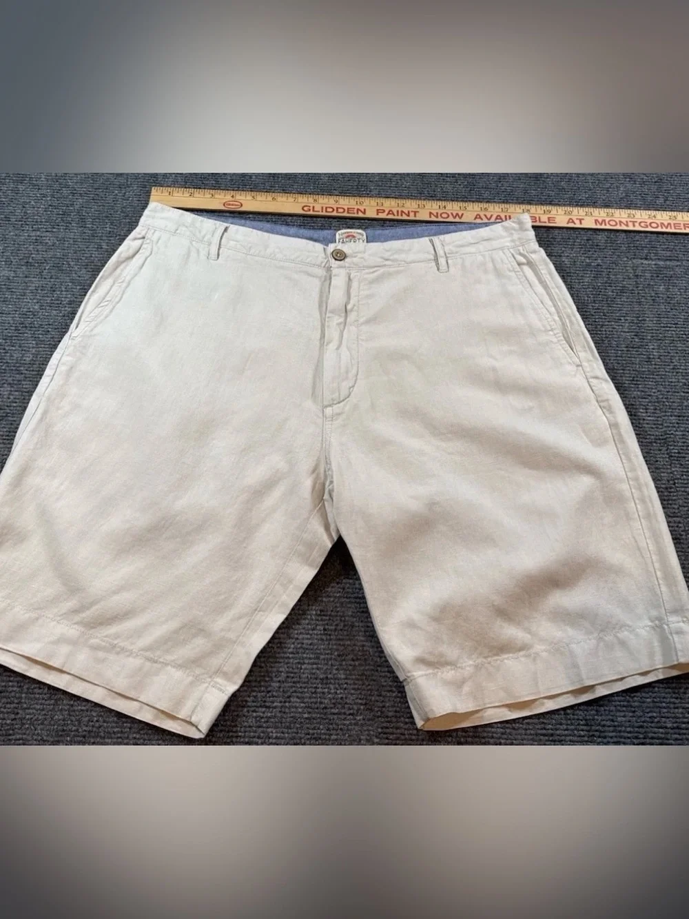 Faherty Brand Men’s Linen Shorts Size 36 Beige Tan Flat Front Coastal Casual